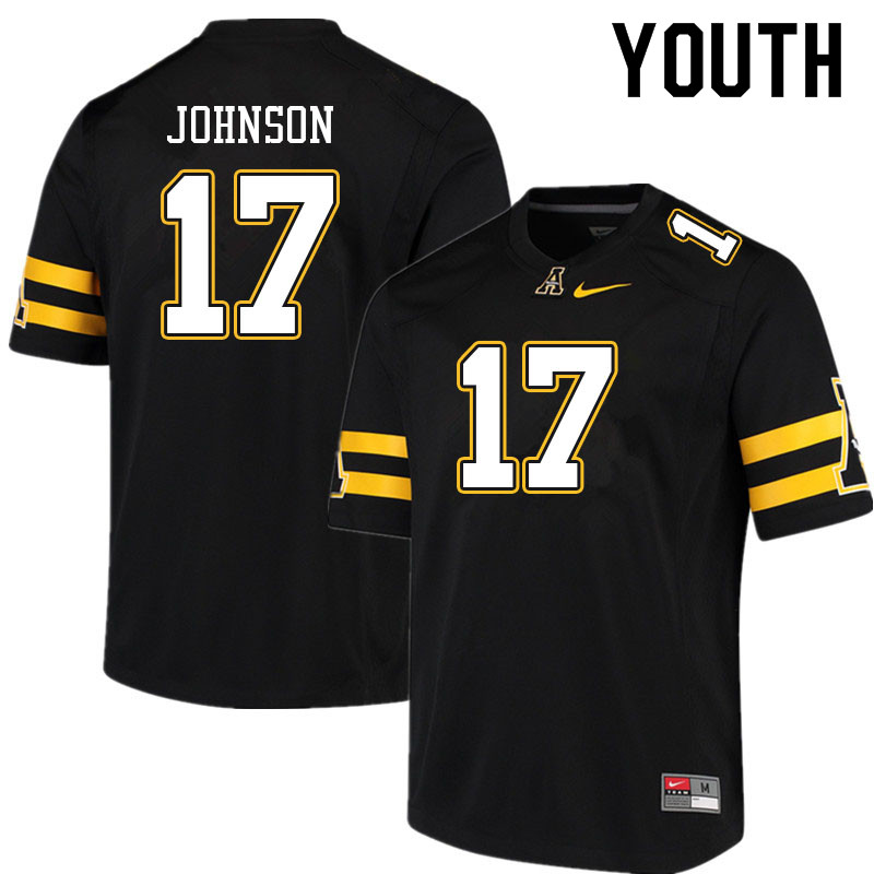 Youth #17 Isaac Johnson Appalachian State Mountaineers College Football Jerseys Sale-Black - Click Image to Close